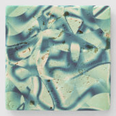 Gezwirnte, grünlich blaue Formen, schimmernde Zyan Steinuntersetzer (Vorderseite)