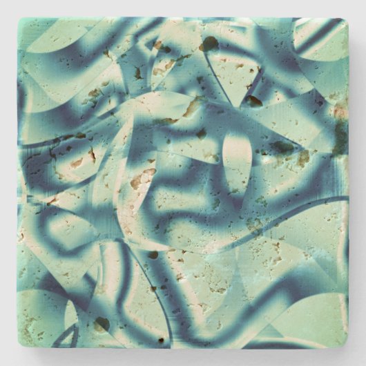 Gezwirnte, grünlich blaue Formen, schimmernde Zyan Steinuntersetzer (Vorderseite)