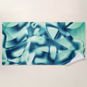Gezwirnte, grünlich blaue Formen, schimmernde Zyan Strandtuch (Vorderseite)