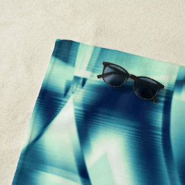 Gezwirnte, grünlich blaue Formen, schimmernde Zyan Strandtuch