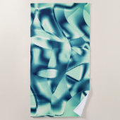 Gezwirnte, grünlich blaue Formen, schimmernde Zyan Strandtuch (Vorderseite)