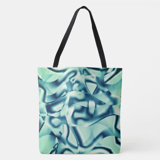 Gezwirnte, grünlich blaue Formen, schimmernde Zyan Tasche (Vorderseite)