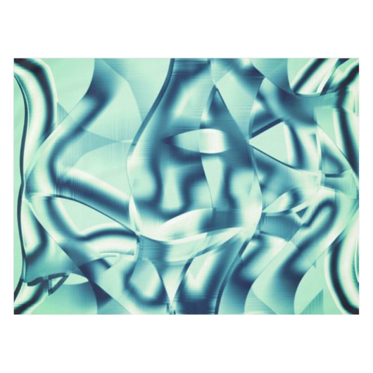 Gezwirnte, grünlich blaue Formen, schimmernde Zyan Tischdecke (Vorderseite (Horizontal))