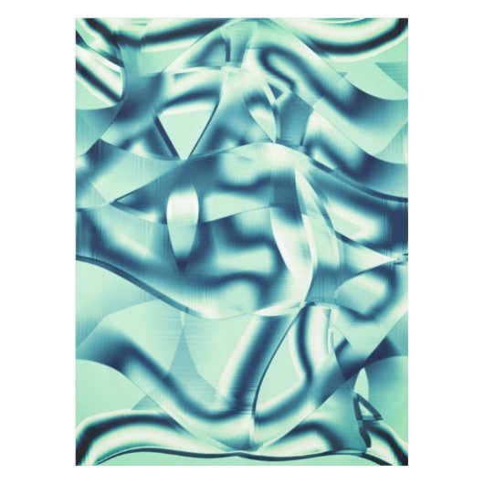 Gezwirnte, grünlich blaue Formen, schimmernde Zyan Tischdecke (Vorderseite)