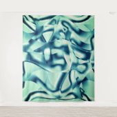 Gezwirnte, grünlich blaue Formen, schimmernde Zyan Wandteppich (Vorderseite)