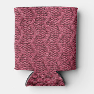 Gezwirnte Pullover-Textur, Kirsche lila. Dosenkühler
