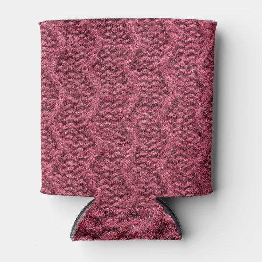 Gezwirnte Pullover-Textur, Kirsche lila. Dosenkühler (Vorderseite)