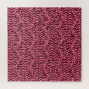 Gezwirnte Pullover-Textur, Kirsche lila. Puzzle