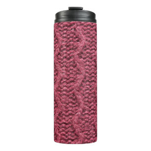 Gezwirnte Pullover-Textur, Kirsche lila. Thermosbecher