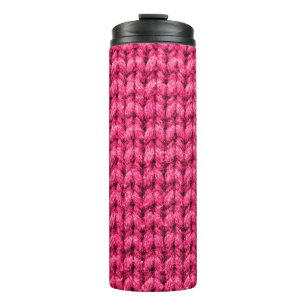 Gezwirnter rosa Hintergrund. Garnstruktur. Vertika Thermosbecher
