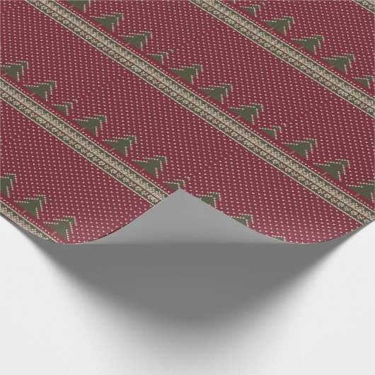 Gezwirntes Muster mit Weihnachtsbäumen Geschenkpapier (Ecke)