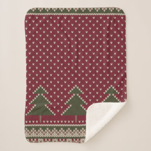 Gezwirntes Muster mit Weihnachtsbäumen Sherpadecke