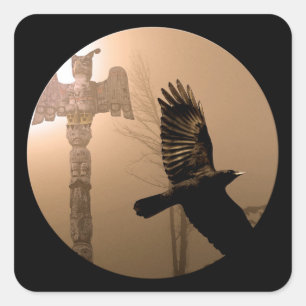 Gezwitscher Geist und Totem Loch Sakrale Kunst Quadratischer Aufkleber