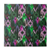 Gezwitscher in Rosa und Grün. Keramikfliese (Vorderseite)