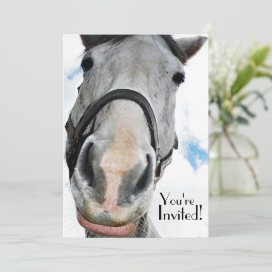Gezwitscher Pferdeplatz für Party- oder Pferderenn Einladung (Stehend Vorderseite)