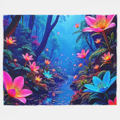 Gflüglerendes Dschungeloasis-Design Fleecedecke (Vorderseite (Horizontal))