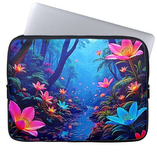 Gflüglerendes Dschungeloasis-Design Laptopschutzhülle (Vorderseite)