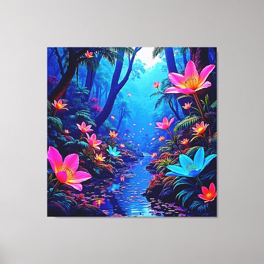 Gflüglerendes Dschungeloasis-Design Leinwanddruck (Vorderseite)