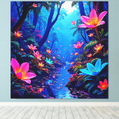 Gflüglerendes Dschungeloasis-Design Leinwanddruck (Insitu (Holzboden))