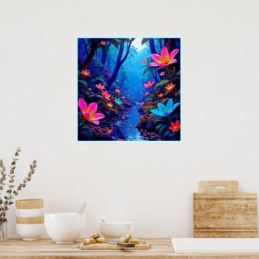 Gflüglerendes Dschungeloasis-Design Poster (Küche)