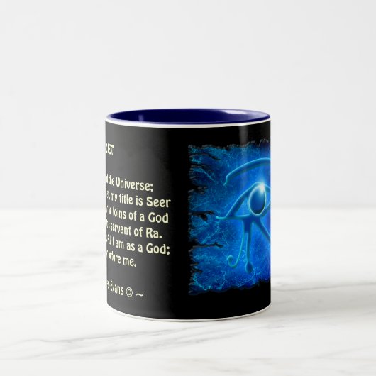 Gflüglernde WADJET EYE OF HORUS & Words-Geschenkid Zweifarbige Tasse (Mittel)