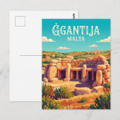 Ġgantija-Tempel Malta Postkarte (Vorne/Hinten)