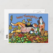 GGBR glücklicher Erntedank-Dachshund Feiertagspostkarte (Vorne/Hinten)