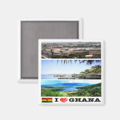 GH007 GHANA I Liebe, Mosaik, Afrika, Kühlschrank Magnet (Vorderseite/Rückseite)