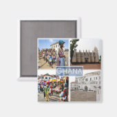 GH008 GHANA, Mosaik, Afrika, Kühlschrank Magnet (Vorderseite/Rückseite)