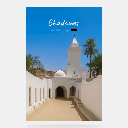 Ghadames, Libyen - Weiße Moschee Acrylschild (Vorderseite)