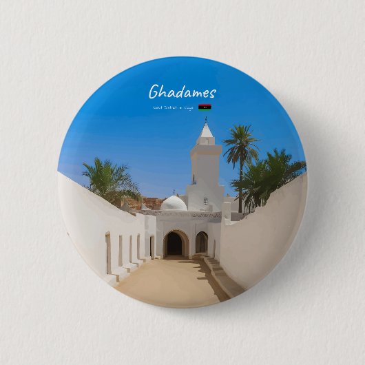 Ghadames, Libyen - Weiße Moschee Button (Vorderseite)