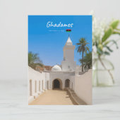 Ghadames, Libyen - Weiße Moschee Einladung (Stehend Vorderseite)