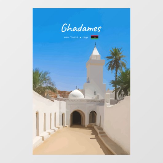 Ghadames, Libyen - Weiße Moschee Fensteraufkleber (Blatt)