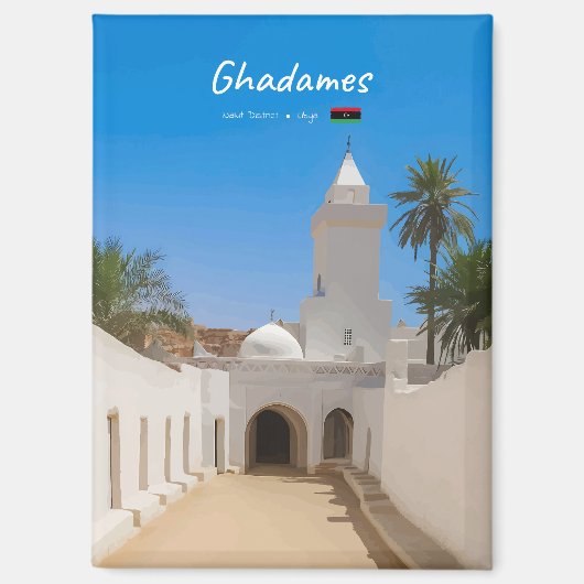 Ghadames, Libyen - Weiße Moschee Flach Magnet (Vorderseite)