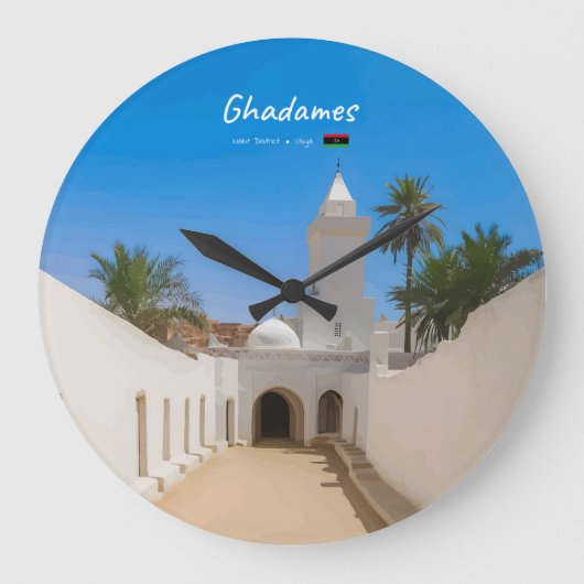 Ghadames, Libyen - Weiße Moschee Große Wanduhr (Vorderseite)