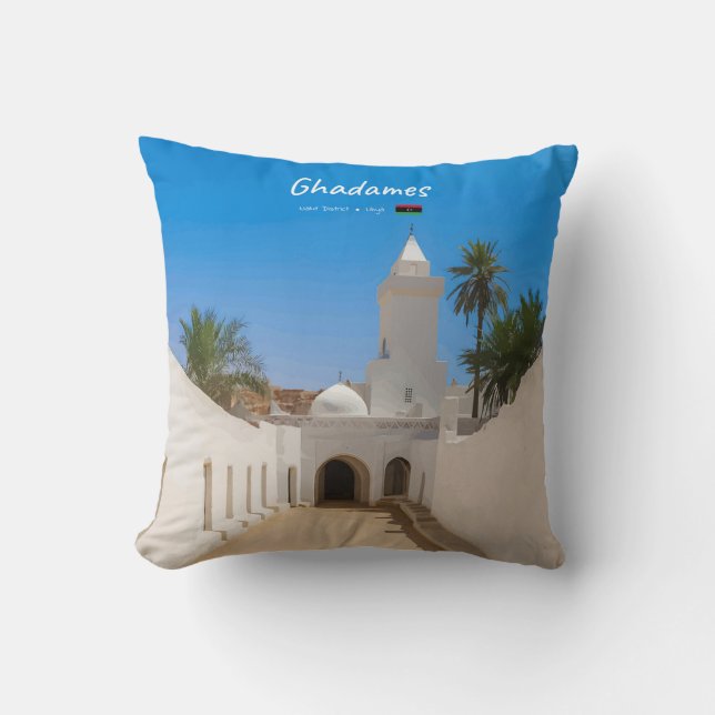 Ghadames, Libyen - Weiße Moschee Kissen (Vorderseite)