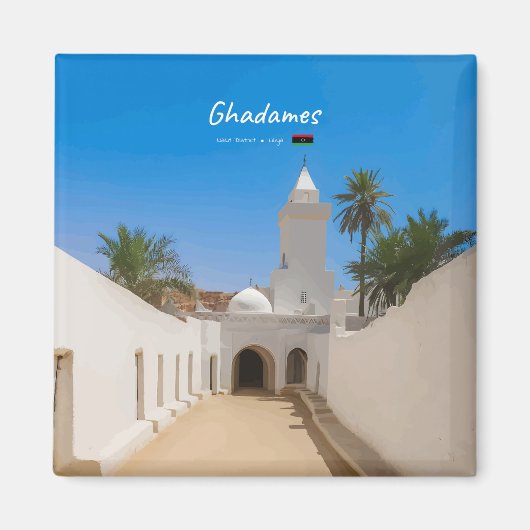 Ghadames, Libyen - Weiße Moschee Magnet (Vorne)