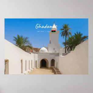 Ghadames, Libyen - Weiße Moschee Poster
