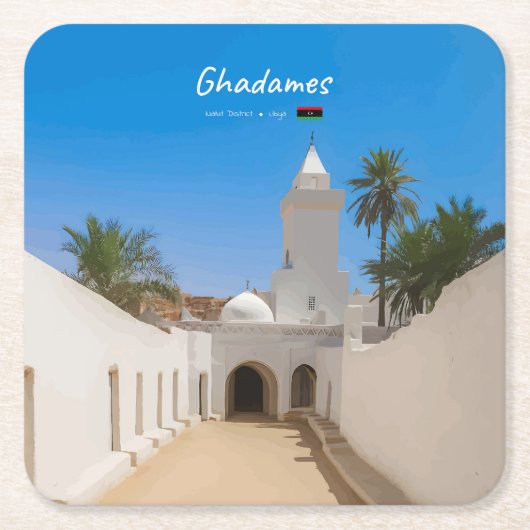 Ghadames, Libyen - Weiße Moschee Rechteckiger Pappuntersetzer (Vorderseite)