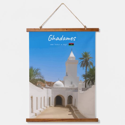 Ghadames, Libyen - Weiße Moschee Wandteppich Mit Holzrahmen (Vorderseite)