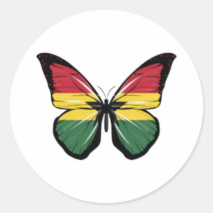 Ghana Butterfly Flag Runder Aufkleber