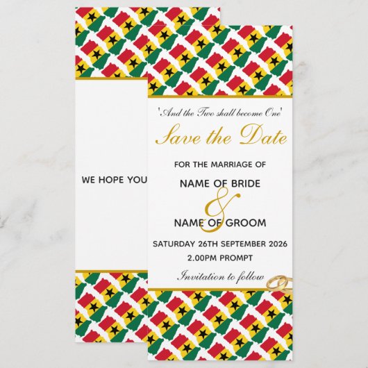 GHANA Christlich Wedding Save The Date (Vorne/Hinten)