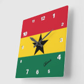 Ghana Clock, patriotische Zuhause, Ghanaische Flag Quadratische Wanduhr (Winkel)