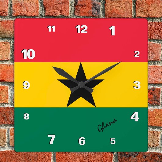 Ghana Clock, patriotische Zuhause, Ghanaische Flag Quadratische Wanduhr