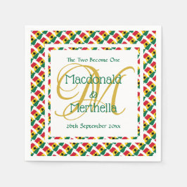 GHANA Custom Monogram Wedding Celebration Paper Serviette