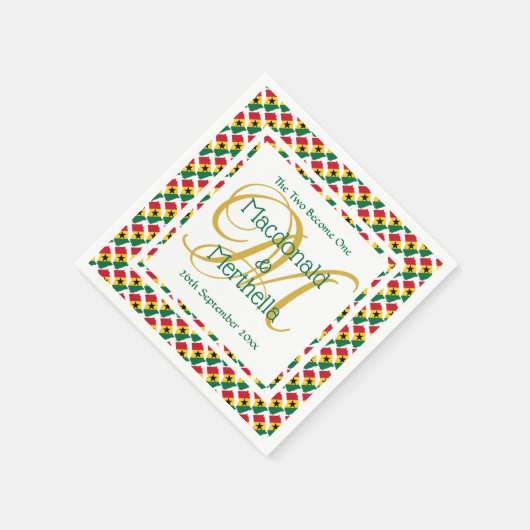 GHANA Custom Monogram Wedding Celebration Paper Serviette (Ecke)