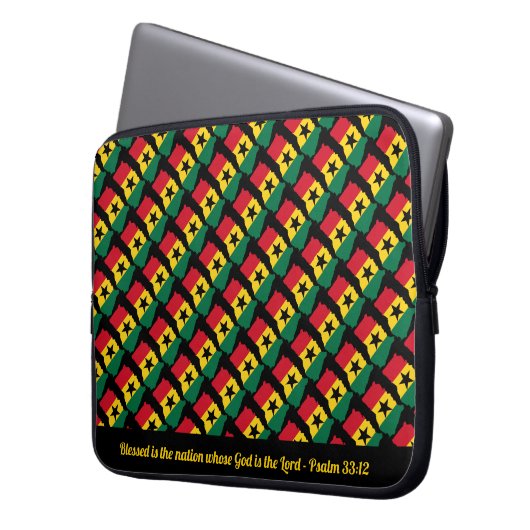 GHANA Custom Scripting Selbesed Nation Black Lapto Laptopschutzhülle (Vorderseite Links)