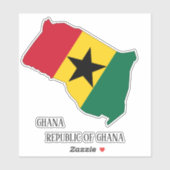Ghana Flag Charming Patriotic Map Aufkleber (Blatt)