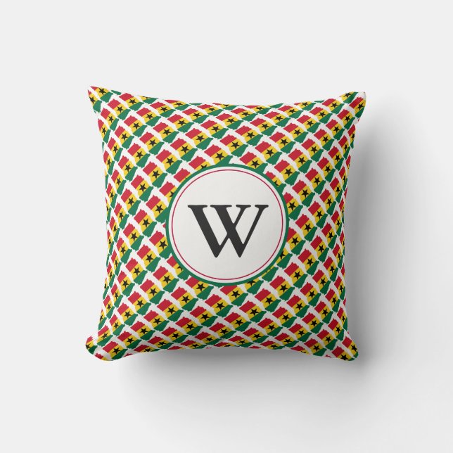 GHANA Flag Custom Monogram Ghanaian Kissen (Vorderseite)