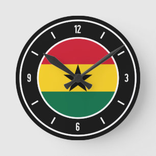 Ghana Flag Elegant Runde Wanduhr